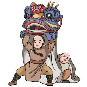 舞狮插画喜庆龙年新春
