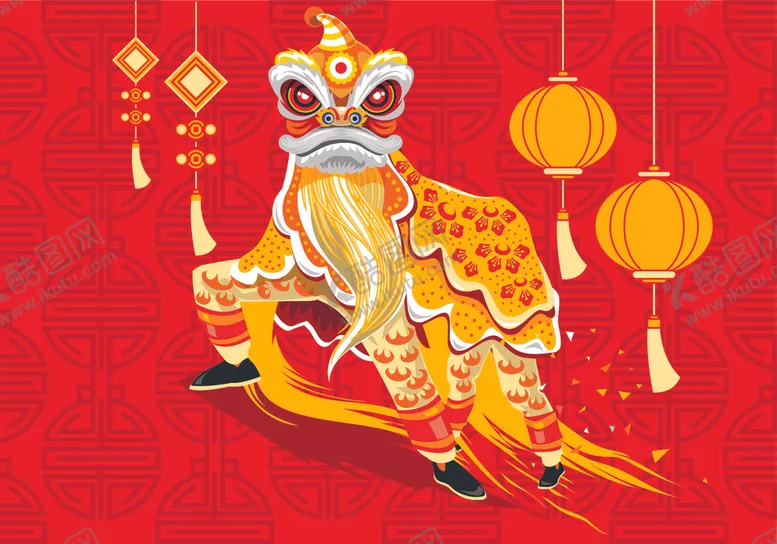 编号：55359903250108405776【酷图网】源文件下载-新年舞狮灯笼