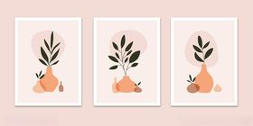 简约植物装饰画组合