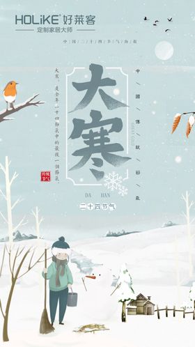 大寒冬天雪花寒冷腊月