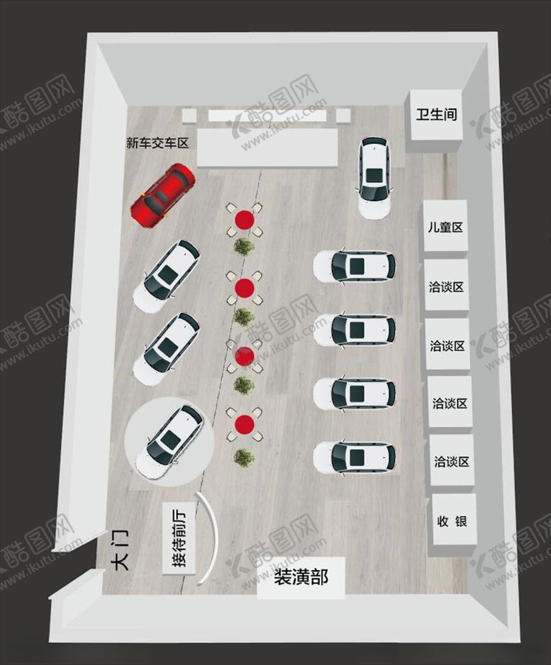 编号：25140209262228286568【酷图网】源文件下载-汽车展厅简易效果图