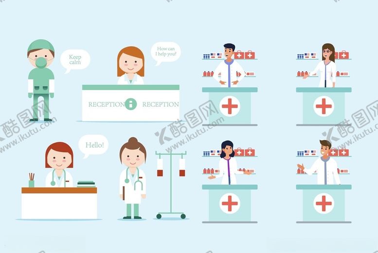 编号：85721204011457566623【酷图网】源文件下载-医疗场景人物插画