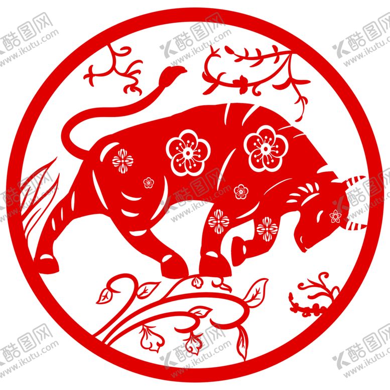 编号：73270001270405446601【酷图网】源文件下载-牛剪纸