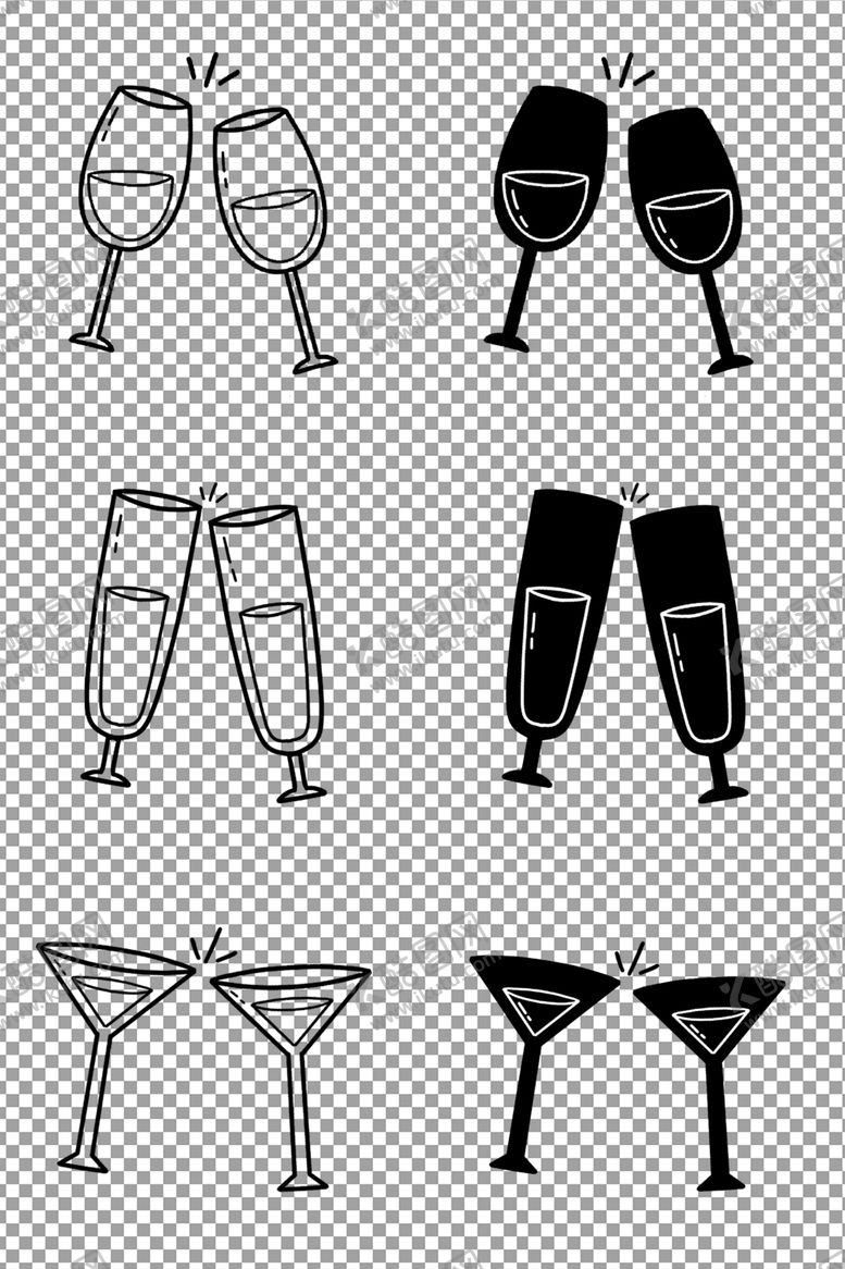 编号：26942306170755105052【酷图网】源文件下载-黑色手绘碰杯
