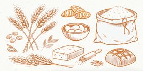 手绘烘焙食材与成品