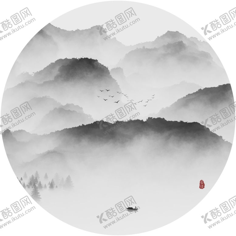 编号：34250807062201275398【酷图网】源文件下载-新中式抽象意境水墨画