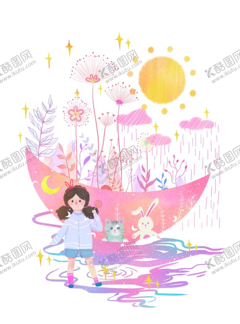 编号：73664310240555449171【酷图网】源文件下载-人物少女粉色插画背景素材