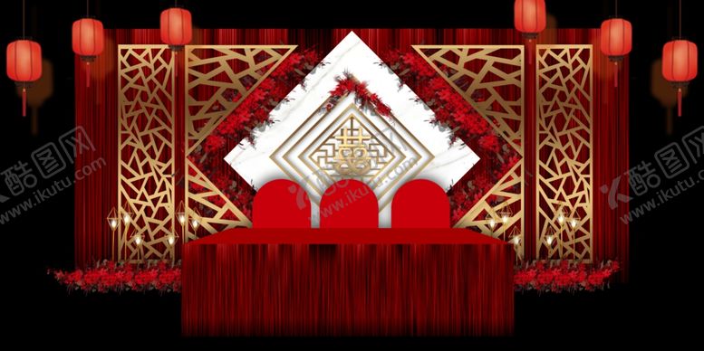编号：91349306280207082451【酷图网】源文件下载-红色镂空婚礼