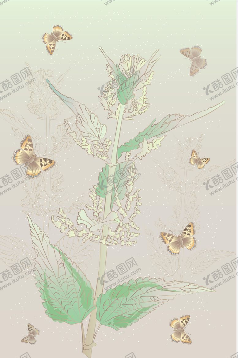 编号：51600909081442537927【酷图网】源文件下载-手绘铃兰与蝴蝶插画