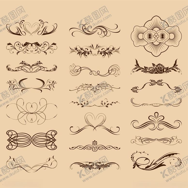 编号：21159011171115241999【酷图网】源文件下载-复古装饰花纹矢量素材集