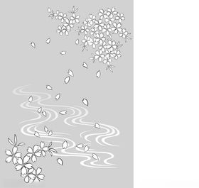 日本线描植物花卉矢量素材