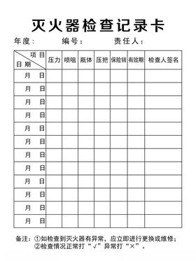 灭火器检查登记卡