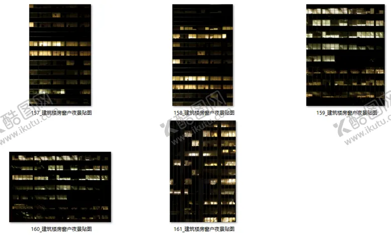 编号：21374202092215057259【酷图网】源文件下载-建筑楼房窗户夜景贴图