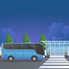 公交车站城市通道路通