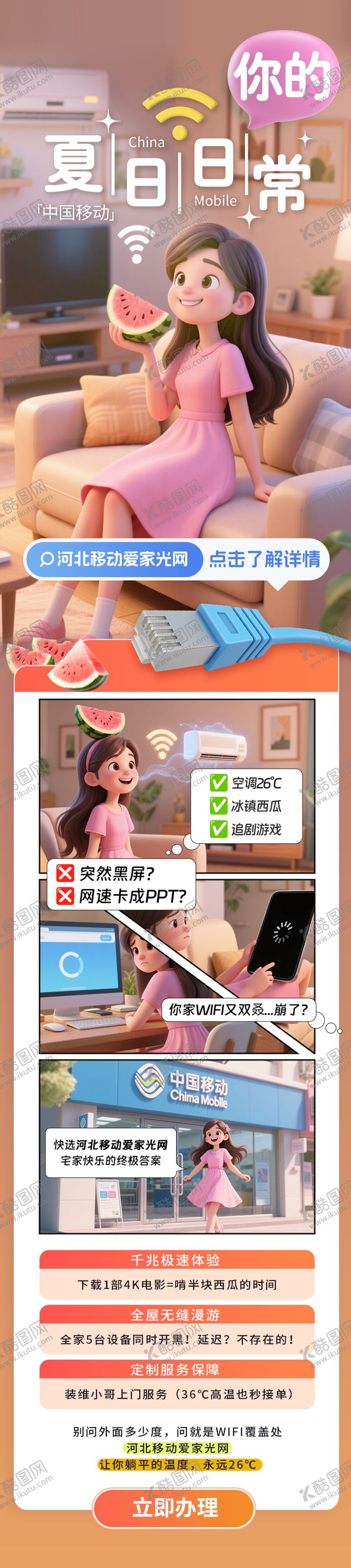 编号：91248109101606185145【酷图网】源文件下载-通讯运营商千兆宽带长图海报