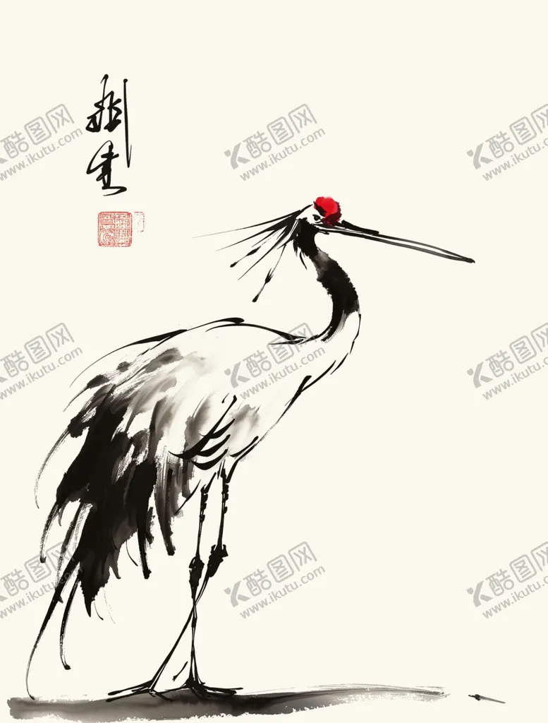 编号：84741002101520001831【酷图网】源文件下载-水墨鹤