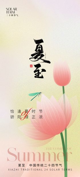夏至节气海报二十四插画天荷花