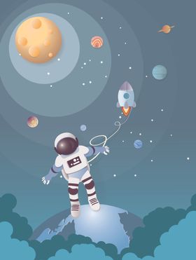 剪纸风格太空