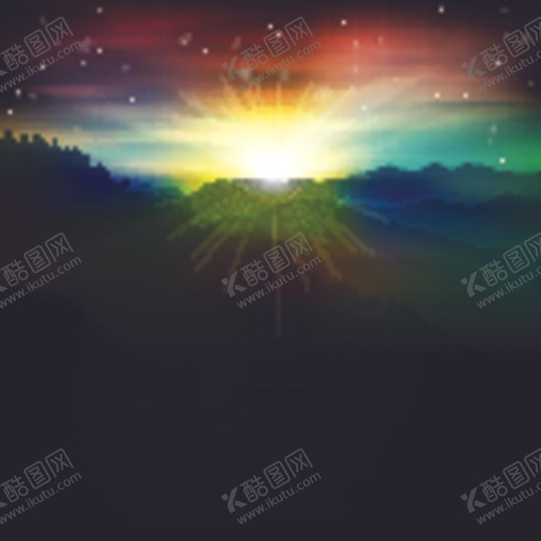 编号：33230309220024581602【酷图网】源文件下载-唯美海报背景风景日出极光素材