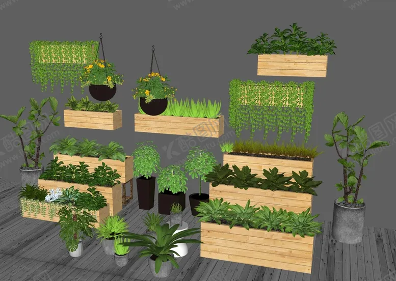 编号：37213611210403507958【酷图网】源文件下载-植物小景模型