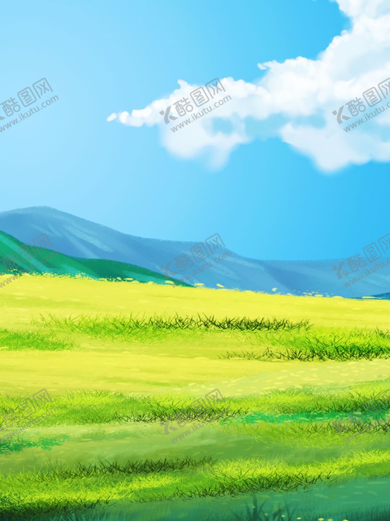 编号：08379209261434328762【酷图网】源文件下载-蓝天白云 雪山草地背景