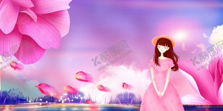 编号：82386701130518416416【酷图网】源文件下载-女孩花卉插画