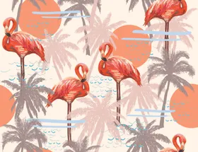 火烈鸟椰树图案设计