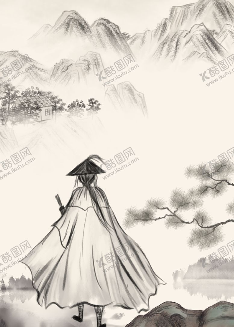 编号：37487206181719193825【酷图网】源文件下载-大气水墨侠客英雄榜群山背景