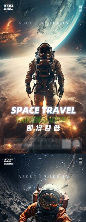 宇航员太空旅行系列海报