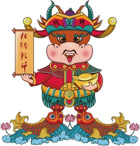 牛年卡通形象春节装饰贺手绘新红包