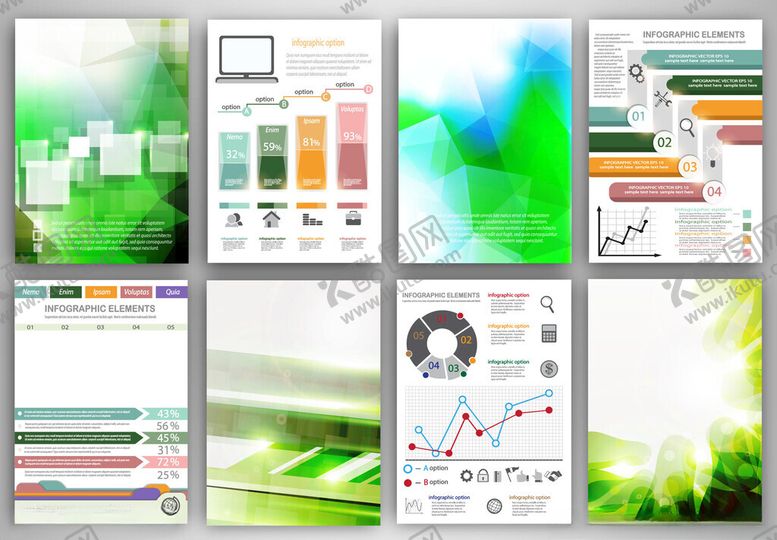 编号：11920104050516078522【酷图网】源文件下载-多彩清新办公图表模板