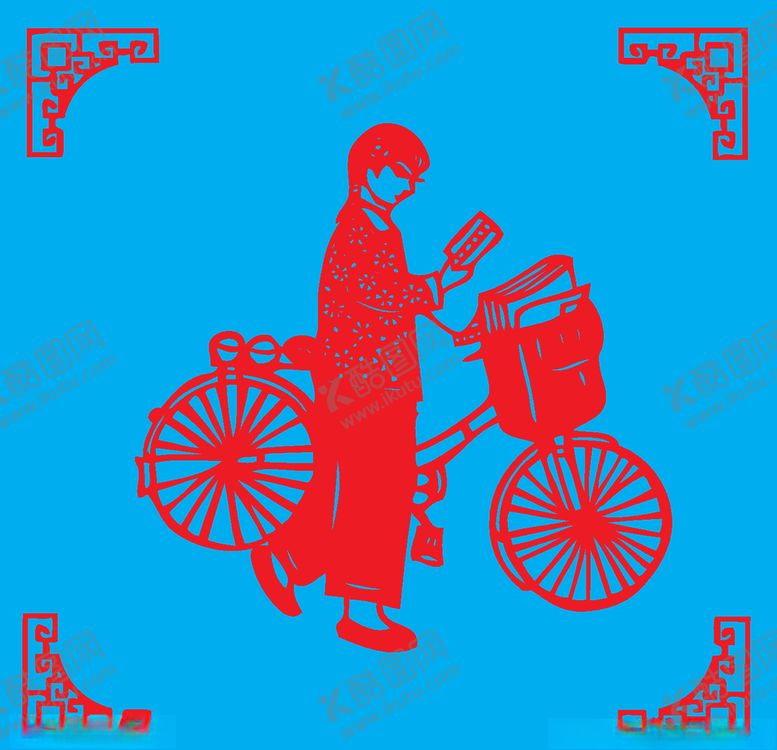 编号：79994110060548513447【酷图网】源文件下载-邮递员剪纸