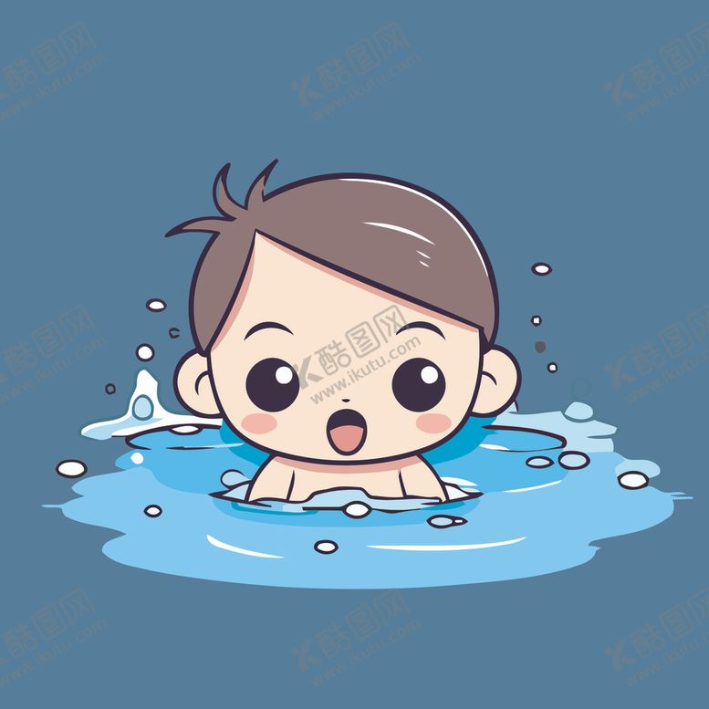 编号：28348701310647177449【酷图网】源文件下载-可爱游泳的男孩矢量卡通插画