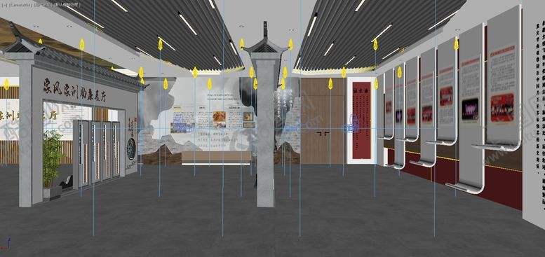 编号：18152401260322451958【酷图网】源文件下载-新中式家风展厅3D模型I