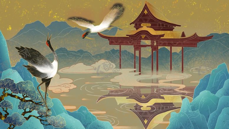 编号：15181412130546105365【酷图网】源文件下载-国潮山水插画