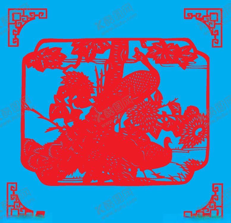 编号：89990510060428521579【酷图网】源文件下载-孔雀剪纸