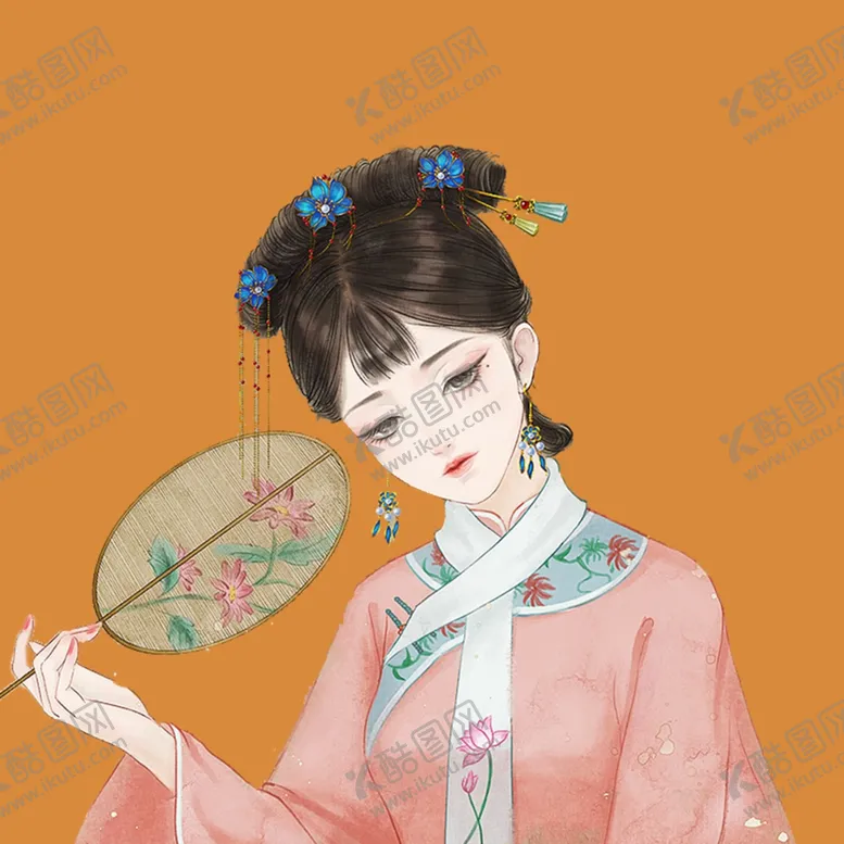编号：16467603020018569158【酷图网】源文件下载-手绘清朝美女