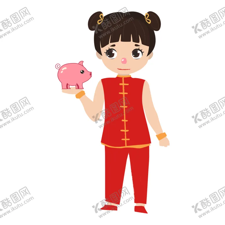 编号：48607902081850239862【酷图网】源文件下载-捧着小猪的小女孩