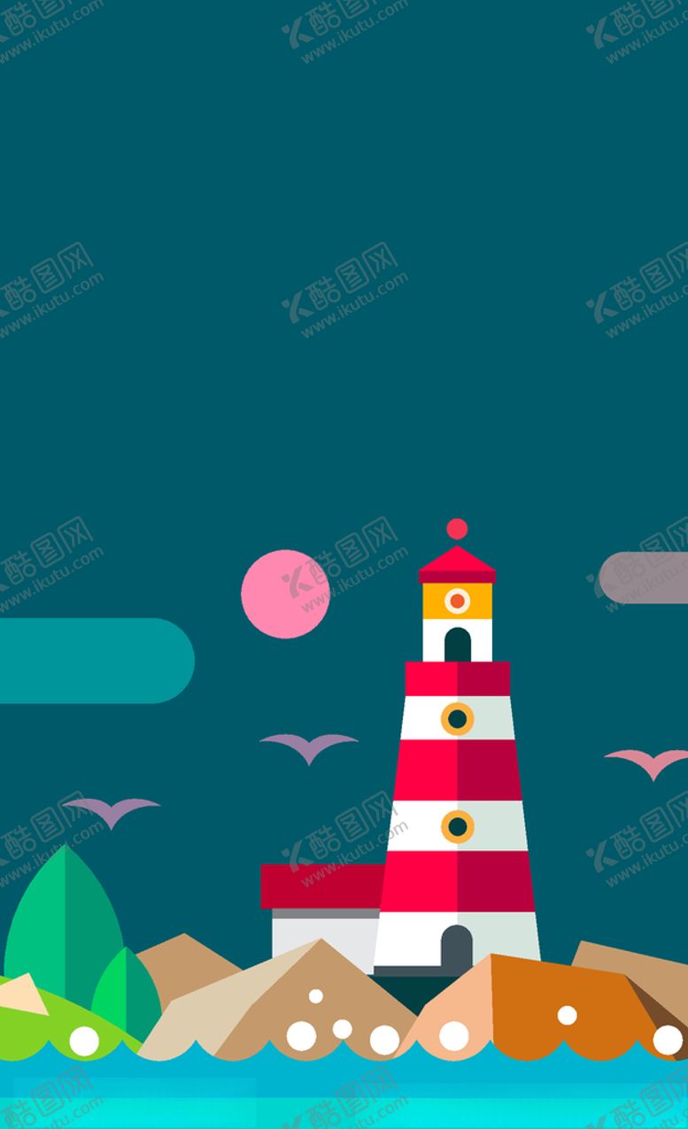 编号：95005105131919211366【酷图网】源文件下载-扁平化大海风景平面素材