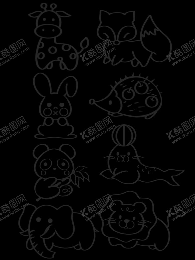 编号：21958907081356502839【酷图网】源文件下载-可爱线条手绘小动物手帐素材