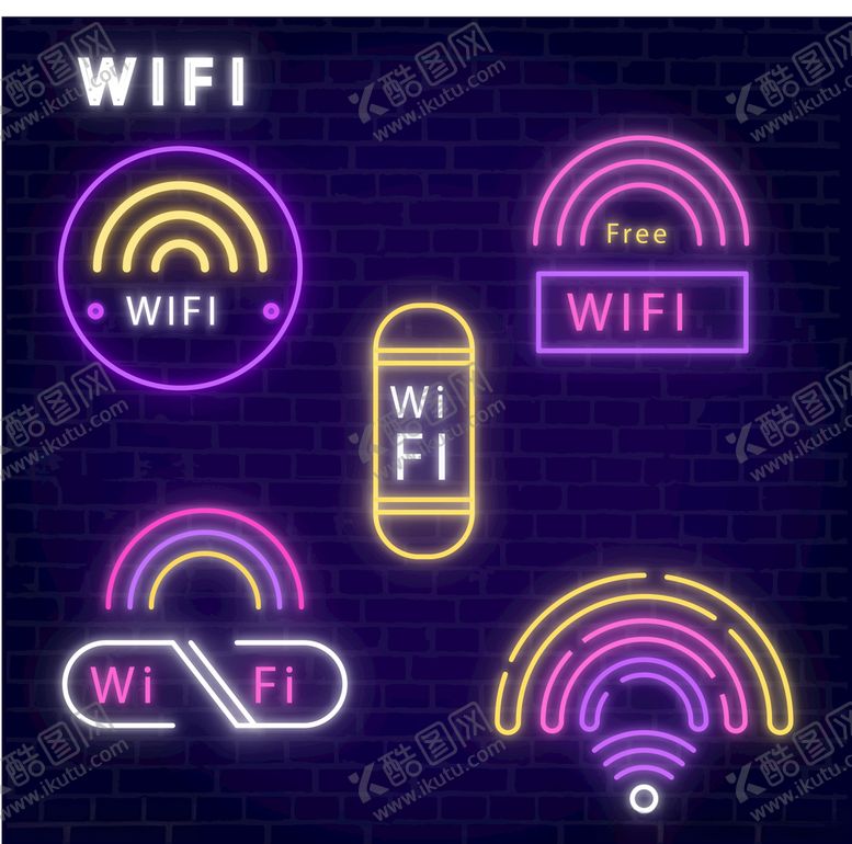 编号：47321910301746043823【酷图网】源文件下载-彩色无线网络标志
