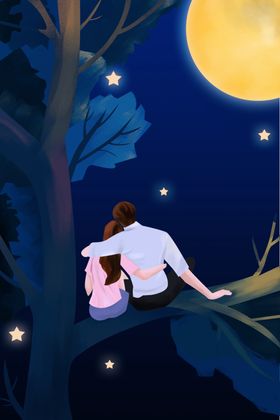 七夕情人节创意插画