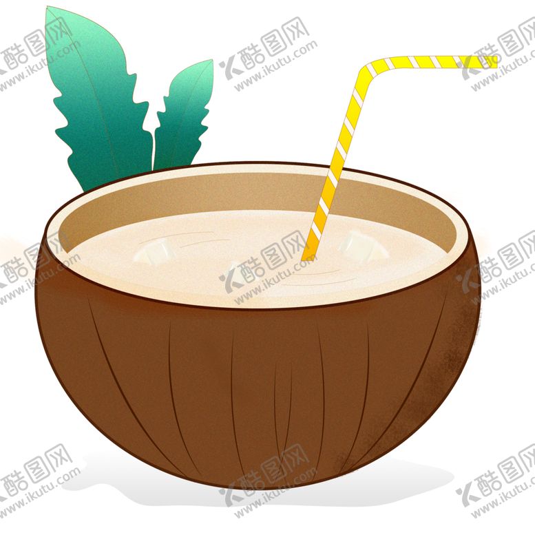 编号：49679501250510324313【酷图网】源文件下载-夏季冰爽椰奶果汁元素