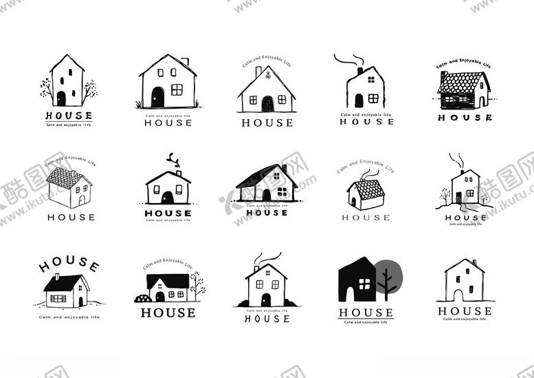 编号：20377911200219331997【酷图网】源文件下载-多样房屋与动物图标集合
