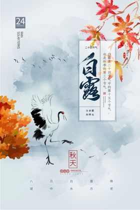 白露节气插画海报