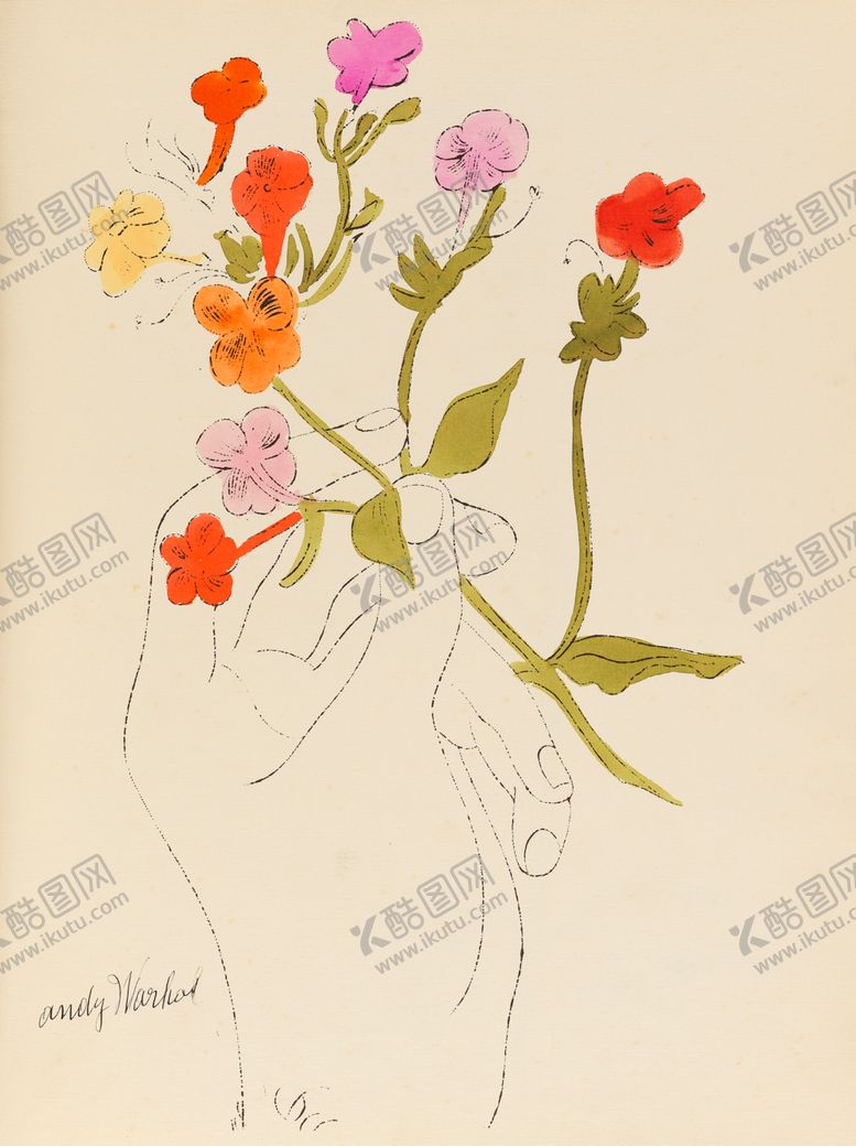 编号：96933806301041523469【酷图网】源文件下载-手拿花枝手绘插画装饰画