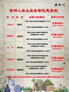 黄种人养生堂价格表