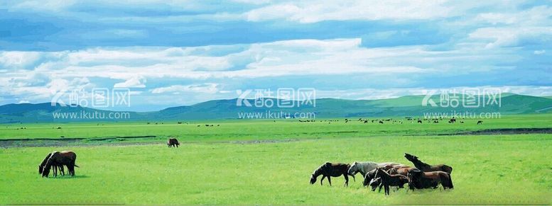 编号：84253212291525177696【酷图网】源文件下载-蓝天风景油画矢量图