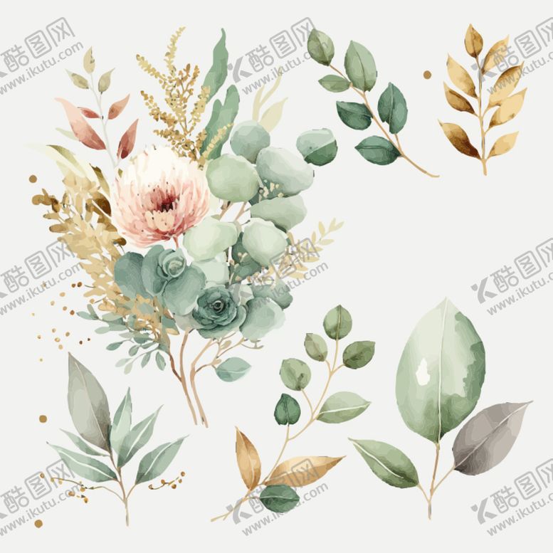 编号：92140309150315490936【酷图网】源文件下载-水彩花卉设计其他