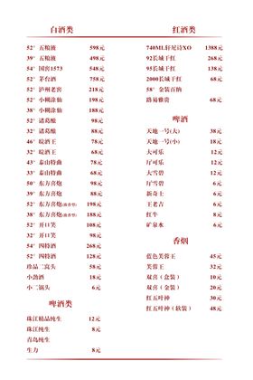 菜单酒水海报